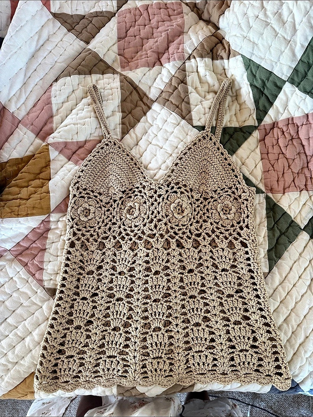Crochet Tank Top in Brown Like New